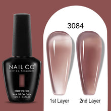 Load image into Gallery viewer, NAILCO 15ml Colorful Jelly Gel Nail Polish Gorgeous Color HEMA TPO FREE Soak Off UV LED Semi Permanent Long Wear Gel Varnish
