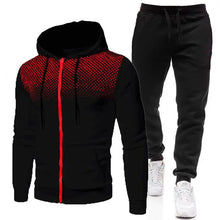 Load image into Gallery viewer, Men tracksuit zipper hood multi-pocket and protective pants casual jogging tracksuit fall/winter 2-piece setLarge size S-3XL
