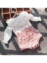 Load image into Gallery viewer, Striped Knit Baby Girl Romper
