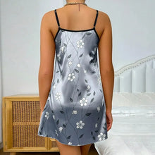 Load image into Gallery viewer, Women's Sleepdress Satin Floral Print Nightdress Comfortable Spaghetti Strap Sleepwear Dress Luxurious Satin Slip Nightdress
