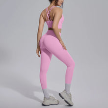 Load image into Gallery viewer, New Yoga Set for Woman Summer Gym Sports Running Bra Top Breathable Peach Buttocks Women Leggings Solid Color Yoga Set
