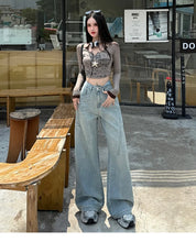Load image into Gallery viewer, High Waisted Wide Leg Jeans Women Cotton Retro Denim Y2k Loose Fashion Design Sense Pant Streetwear Baggy Straight Trouser Woman

