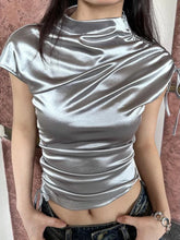 Load image into Gallery viewer, Shirred Half Turtleneck Tee Women
