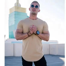 Load image into Gallery viewer, Muscle Training T-shirt Men's Summer Workout Short Sleeve T-shirt High Quality Cotton Fitness Men T-shirt Gym Solid Color Tops
