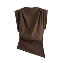 Load image into Gallery viewer, HH Woman's Summer Casual Asymmetrical Tops 3 Color Solid O-Neck Sleeveless Back Zipper Women New Fashion Slim Tops Mujer

