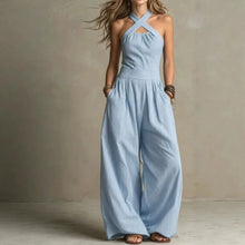 Load image into Gallery viewer, 2026 Summer Jumpsuit Solid Color Hanging Neck Elegant Casual Versatile Simple Fashion Comfortable Daily Style Wide Leg Jumpsuit

