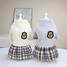 Load image into Gallery viewer, Cute Pet Dress Autumn Winter Plaid Princess Skirt Small Dog Coat Puppy Party Clothes Poodle Yorkie Apparel
