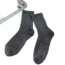 Load image into Gallery viewer, Metallic Knit Mid Calf Socks
