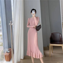 Load image into Gallery viewer, Elegant Knit Flounce Midi Dress
