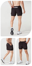 Load image into Gallery viewer, Men's Running Shorts Quick-drying Fitness Black Double Layer Shorts Men New Sport Workout Training Bodybuilding Short Pants
