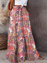 Load image into Gallery viewer, Women's Bohemian Skirts Vintage Elastic High Waist A-Line Skirts Tiered Long Skirts with Pockets
