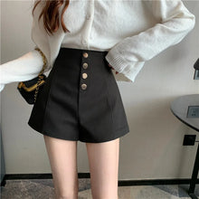 Load image into Gallery viewer, Black Shorts Women Spring Summer New Wide Leg Pants High Waist Single BreastedAApricot casual hot pants

