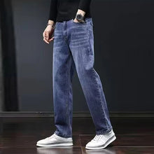 Load image into Gallery viewer, 2025 New Men Fashion Loose Straight Elasticity Jeans Male Wear-resistant Slim Fit Denim Pants Smart Casual Dark Gray Trousers
