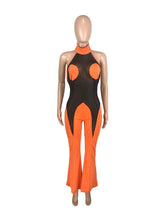 Load image into Gallery viewer, Sheer Lace Halter Flare Jumpsuit
