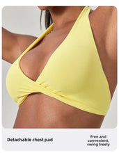 Load image into Gallery viewer, Strappy Bra for Women Open Back Halter Sports Bra Light Support Gym Crop Top Seamless Workout Yoga Top Bra Padded Bras
