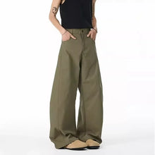 Load image into Gallery viewer, Women's High-Waisted Wide-Leg Pants - Loose Fit Casual Trousers with Button Closure
