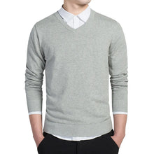 Load image into Gallery viewer, Sweater Men 2026 Autumn Casual Pullovers Men V-Neck Solid Cotton Knitted Brand Clothing Slim Fit Male Sweaters Pull Homme
