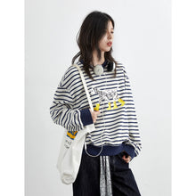 Load image into Gallery viewer, Striped Dog Print Loose Tee
