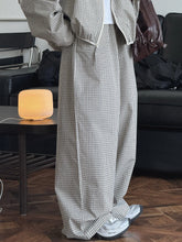 Load image into Gallery viewer, 2026 Women Summer Long Pants High Waist Wide Leg 80% Cotton Plaid Pants Fashion Clothes Vintage Pants Female Trousers
