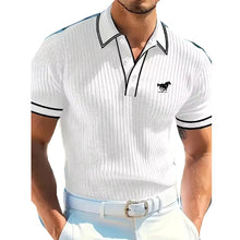 Load image into Gallery viewer, Men's Short Sleeve Polo Shirt with Buttons Casual Entertainment Decorative Whit Logo Clothing Leisure Fashion Polo

