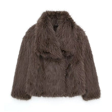 Load image into Gallery viewer, HH 2024 Women 's Vintage Soild Faux Fur Coat Turn-down Collar Long Sleeve Warm Plush Wool Coats Lady Winter Autumn Outwear

