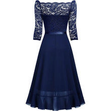 Load image into Gallery viewer, Dark Blue Elegant Midi Evening Dress
