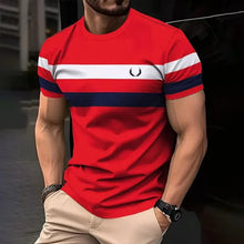 Load image into Gallery viewer, Men’s 3D Print Color-Block Stripe T-Shirt
