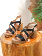 Load image into Gallery viewer, Women Cross Toe Square Heel Sandals
