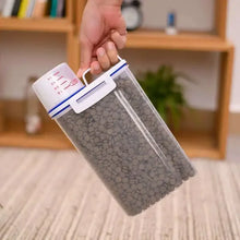 Load image into Gallery viewer, 1.5kg/2kg Dog Cat Food Pail Plastic Storage Tank with Measuring Cup Container Moisture-proof Sealed Jar Pet Supplies Accessories
