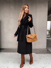 Load image into Gallery viewer, European and American Autumn and Winter Coats for Women's Clothing Solid Color Lapel Long Sleeved Woolen Women's Coats Simple St
