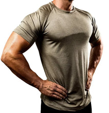Load image into Gallery viewer, Summer Gym T-shirts Men's Solid Fitness Clothing O-neck Short Sleeve Tops Breathable Slim Bodybuilding Workout Muscle Tees Male
