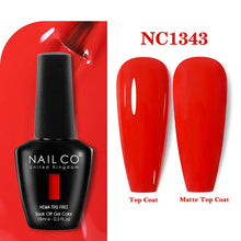 Load image into Gallery viewer, NAILCO 333 Colors Gel Nail Polish Semi Permanent Varnishes Nails Art Design Hybrid Soak Off Top Base Coat UV Gel Manicure 15ml
