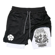 Load image into Gallery viewer, Summer New Black Five-leaf Clover Printed Men's and Women's Shorts Double-layer Loose Sports and Casual Pants for Beach Fitness
