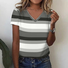 Load image into Gallery viewer, New Women's T-Shirts Funny Stripe Print Top Fashion Simple Pattern T Shirts for Women Summer Leisure Female Clothing Streetwear
