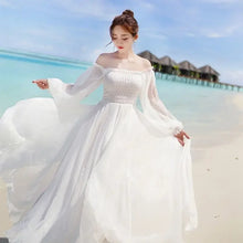 Load image into Gallery viewer, Dresses for Women Summer New Chiffon off-Shoulder Dress White Dress Vestido De Mujer
