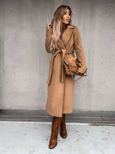 Load image into Gallery viewer, European and American Autumn and Winter Coats for Women's Clothing Solid Color Lapel Long Sleeved Woolen Women's Coats Simple St
