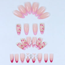 Load image into Gallery viewer, 24PCS Short False Nails With Rose Leaf Design Pressed On The Nails, Glossy Glue, Black Full Coverage Acrylic False Nails

