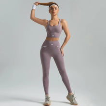 Load image into Gallery viewer, Women's set, slim fit yoga set, high-intensity exercise set, high elasticity, breathable fitness yoga suit

