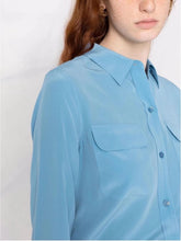 Load image into Gallery viewer, Women Real Silk Shirts Classic Double Pockets Solid Color Casual Fashion Long Sleeve Thin Shirt Blouses Tees
