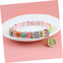 Load image into Gallery viewer, Pet Collar With Bell Cartoon Footprint Colorful Dog Puppy Kitten Collar Adjustable Safety Bell Ring Necklace Pet Accessories
