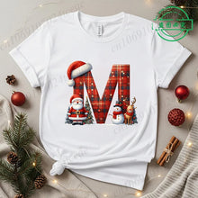 Load image into Gallery viewer, Festive Alphabet Holiday Casual Tee

