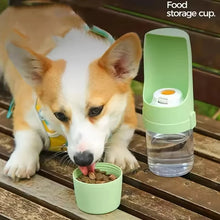Load image into Gallery viewer, Pet Travel Water Bottle Portable with Food Container Foldable 2in1 Pet Outdoor Bowl Puppy Dog Cat Travel Drinking Food Feeder

