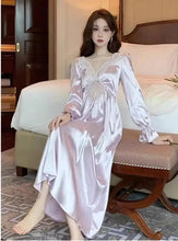 Load image into Gallery viewer, Female Long Nightdress Retro French Court Style Princess Nightgown Sleepwear Spring Summer Loose Rayon Home Clothes Lounge Wear
