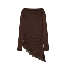 Load image into Gallery viewer, Asymmetric Lace Hem Tee Women
