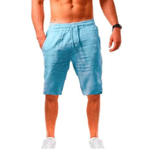 Load image into Gallery viewer, Men's Cotton Linen Short Pants Lightweight Hawaiian Summer Shorts Men Breathable Solid Color Casual Short Trousers
