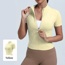 Load image into Gallery viewer, New Women's High-Elastic Yoga Jacket — Form-Fitting, "Naked-Feel" Running &amp; Fitness Top (Short Sleeve)
