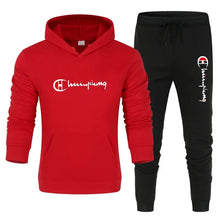Load image into Gallery viewer, Men's 2 Piece Tracksuit Hooded Sweatshirt Sweatpants Casual Jogger Sportswear Streetwear Sets Male Sports Suits Outfit Clothing
