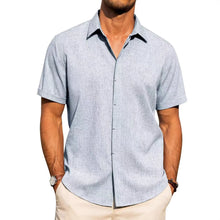 Load image into Gallery viewer, Mens Golf Shirts for Men Summer Beach Loose Shirt Button Down Short Sleeve Blouses Solid Print Casual Linen Shirts Streetwear
