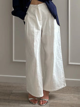 Load image into Gallery viewer, Summer White Pants For Women Cotton Formal High Waist Wide Leg Trousers Ladies Elegant Summer Women's Pants Straight Leg Office
