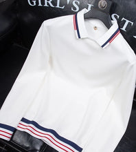 Load image into Gallery viewer, Waffle Stripe Long Sleeve Polo
